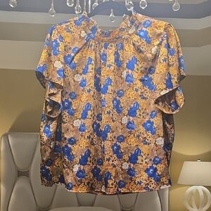 THML Floral Blouse - Blue and Yellow